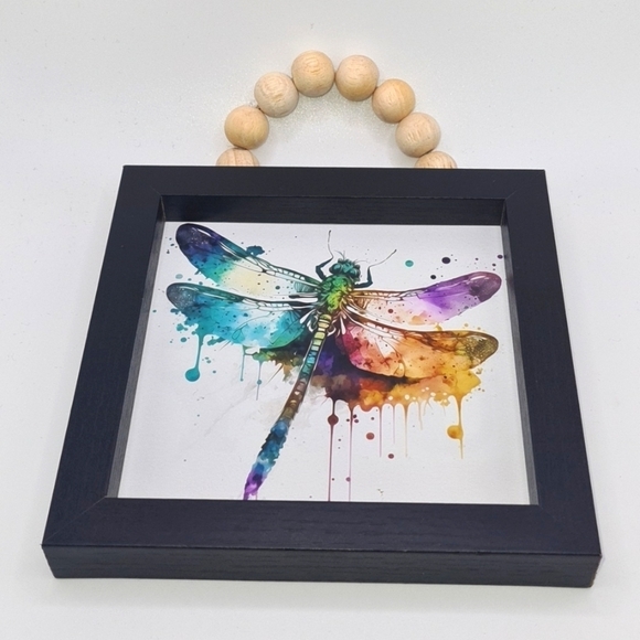 Dragonfly Watercolor Oil Painting Hanging Framed Art Print - Picture 2 of 7